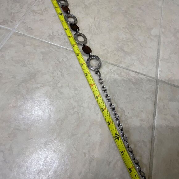 Silver Metal wood ? Belt Hippie Mod Chain tassel Hip Statement Chunky Boho OS - Picture 7 of 7